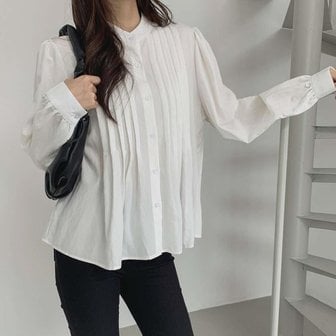 신세계라이브쇼핑 [옷자락] 여자 클래식 헨리넥 찰랑핏 플레어 무지 블라우스