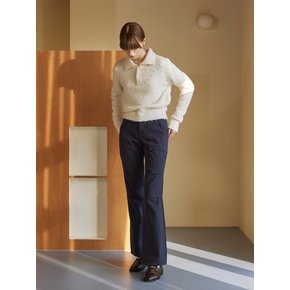 Tozi middle pintuck straight pants - navy