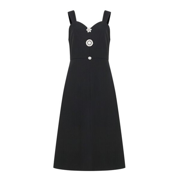 [EJnolee White Flame] Jewelry Black Midi Dress