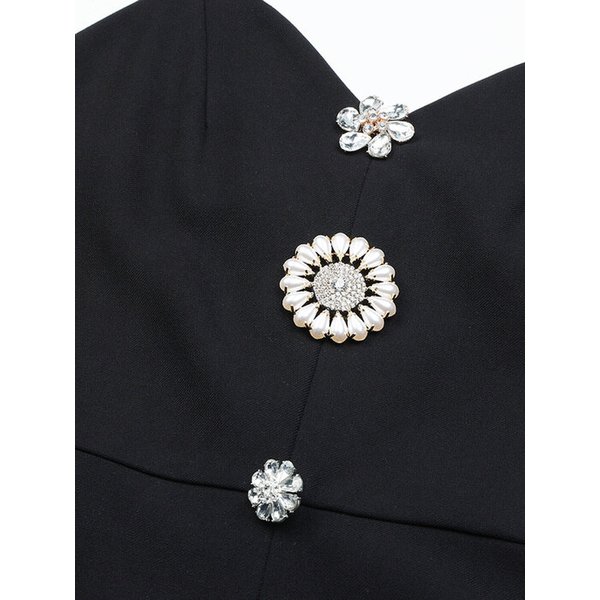 [EJnolee White Flame] Jewelry Black Midi Dress