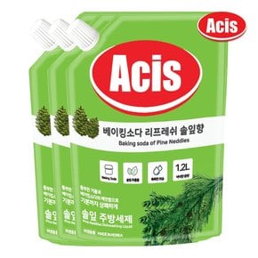 아키스 베이킹소다 솔잎 주방세제 리필 1200ml x3개