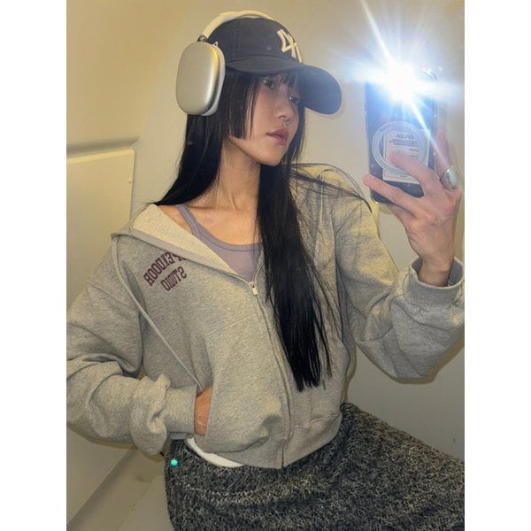 opendoor hooded zip-up gray