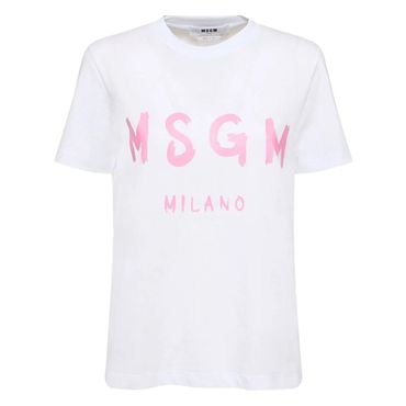 MSGM 24 FW 엠에스지엠 여성 코튼 니트 저지 로고 티셔츠 80I M64060 TP714236649 90841765