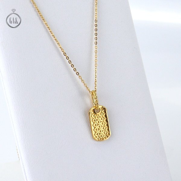 [가앤] 24k순금 사각 컷팅 펜던트 체인 목걸이3.75g