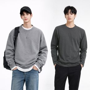 세미오버핏 데일리 헤비 코튼 긴팔 라운드 티셔츠 쭉티 기본티