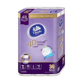 빈다 4D Deluxe 4겹 엠보싱화장지 23m 30롤 개별포장