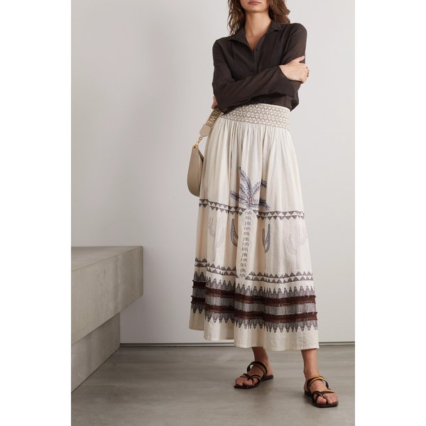 엠포리오 시레누세 니콜 자수 리넨 코튼 혼방 보일 맥시 스커트 아이보리 1647597301715620