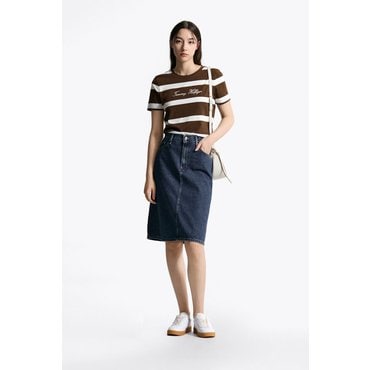 타미힐피거 T22F6TTO030WT1 스크립트 스트라이프 티셔츠