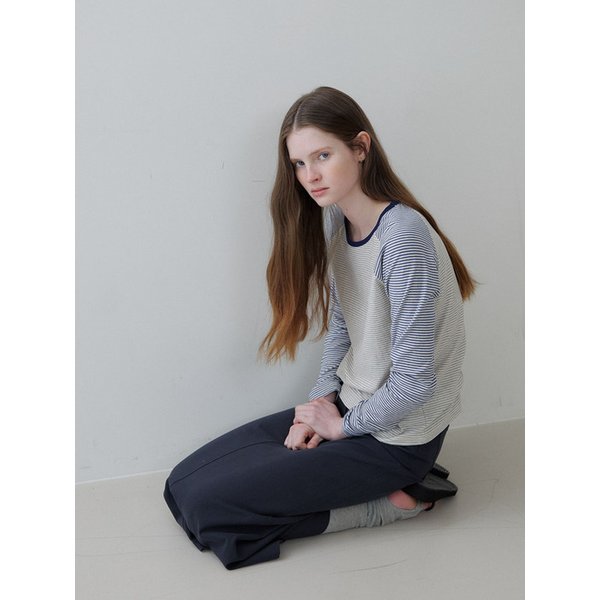 Coloring raglan stripe longsleeve T-shirt [KNSS06TS16]_Navy