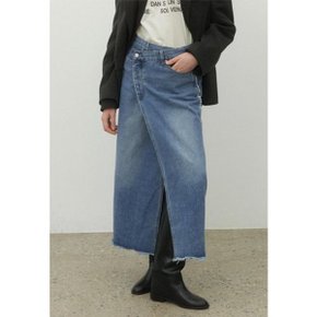 나인 UNBALANCED LOW WRAP DENIM SKIRT SK4963SG