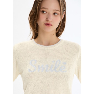 시스티나 [25 S/S] 레터링 배색 라운드넥 니트