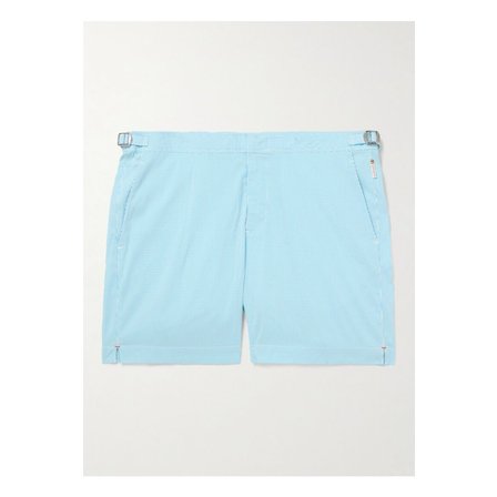 올레바브라운 불독 스트레이트 미드 렝스 스트라이프 시어서커 스윔 쇼츠 블루 1647597359829831