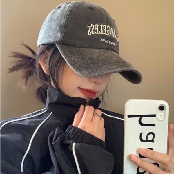 [옷자락] 여자 빈티지 레터링 캐주얼 캡 코튼 6컬러 모자