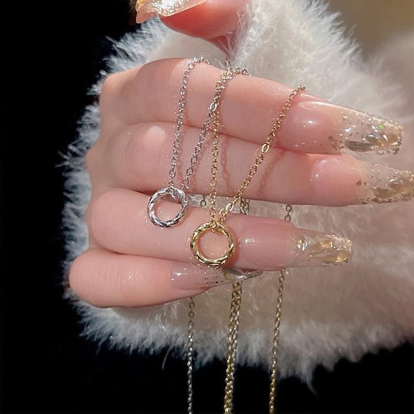[옷자락] 여자 티타늄 미니 꼬임 서클 팬던트 목걸이