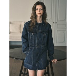 Two-way denim half jacket dress_Deep blue(OC25-OT01)