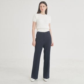 WOOL STRIPE FLARE PANTS NAVY