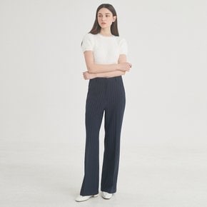 WOOL STRIPE FLARE PANTS NAVY