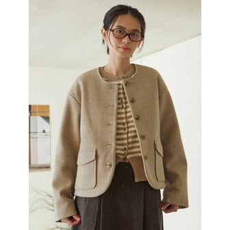 원더플레이스 W ROUND HEM JACKET [BEIGE]