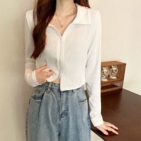 크롭 카라넥 지퍼 러블리 아우터 자켓 바람막이 여름 크롭 비치 수영복 봄 가을 아우터 여성휴가