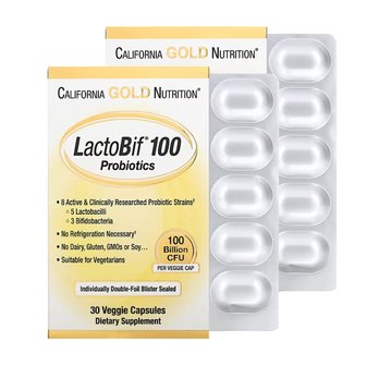  캘리포니아골드뉴트리션 CGN 유산균 1000억 LactoBif Probiotics 100 Billion CFU 30캡슐 2개