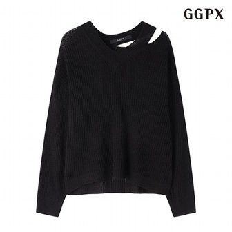 GGPX 정상가:79,000원  부클 루즈핏 숄더 트임 포인트 긴팔 니트 (GOAKT010D)