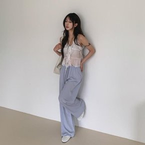 여성 여름 린넨혼방 와이드 밴딩 팬츠