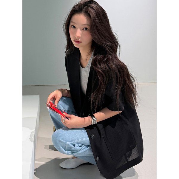 [경은,양선아 PICK] 6610 노카라 반팔자켓 (2 COLORS)
