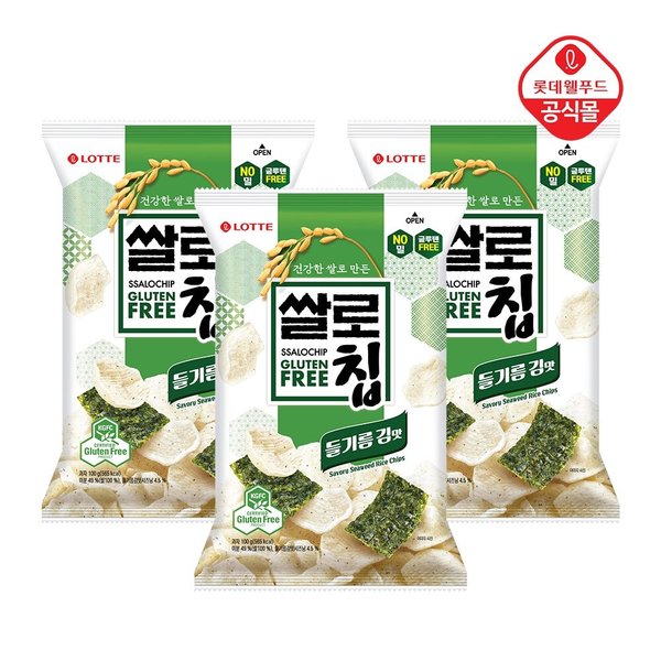 쌀로칩 들기름 김맛 100g x 3개