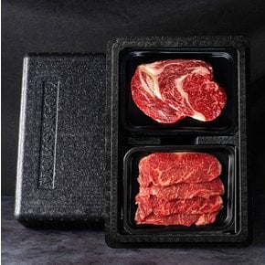 국내산 1등급 한우선물세트 등심300gx2개,채끝300gx2개 냉장 총1.2kg 부직포가방 포함