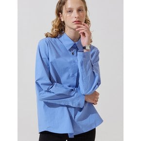 Loose fit back triangle stitch shirts - blue