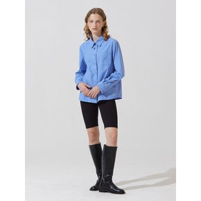 Loose fit back triangle stitch shirts - blue