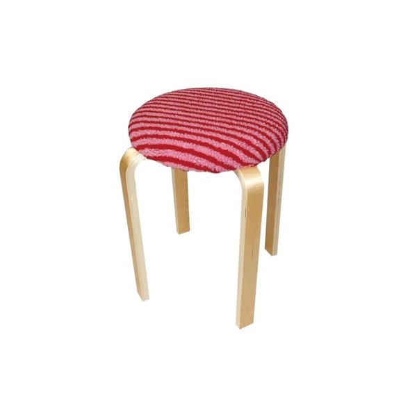 Fur stripe stool (red&pink)