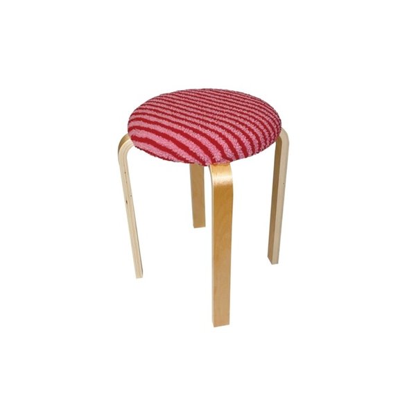 Fur stripe stool (red&pink)