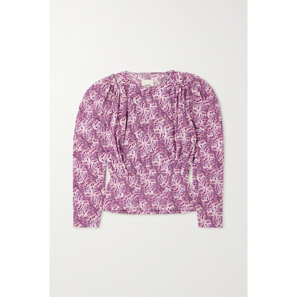 자르가 프린트 실크 혼방 크레이프 드 신 블라우스 퍼플 1647597325951600