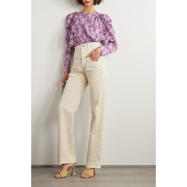 자르가 프린트 실크 혼방 크레이프 드 신 블라우스 퍼플 1647597325951600