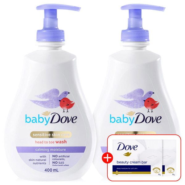 [도브 비누 증정!]도브 올인원 베이비 워시 400ml 2개 (카밍/리치/프래그런스프리) 성인 사용 가