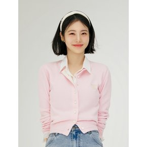 [신예은PICK](W) 로렌 베이직 크루넥 파인 가디건_핑크