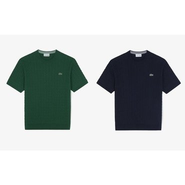라코스테 (남성) 반팔 케이블 크루넥 스웨터 AH207E-55G (2컬러중 택1)