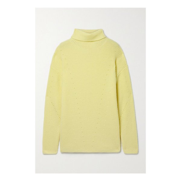 라폰테 Ribbed Cashmere And Silk-blend Turtleneck Sweater 옐로 46376663162452119