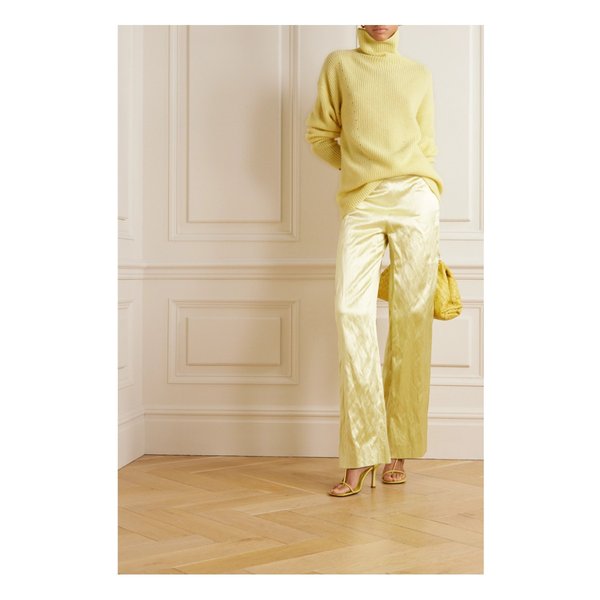 라폰테 Ribbed Cashmere And Silk-blend Turtleneck Sweater 옐로 46376663162452119