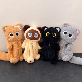 1+1 고양이캐릭터 폴리에스터 중학생필통 지퍼 대용량 필통 파우치