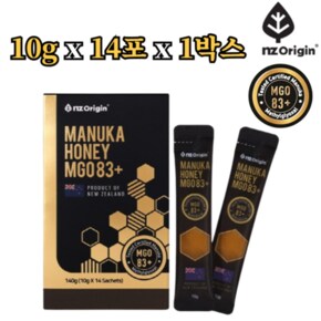 뉴질랜드 마누카 허니 꿀 스틱 MGO 83+ 10g 14포 1박스 Manuka Honey 100% 천연 벌꿀 차 메틸글리옥살 추천