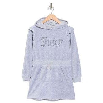 쥬시꾸뛰르 키즈 Juicy Couture 키즈 벨루어 후디 후드티 드레스 - 그레이 9371587