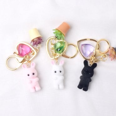 메르시밴드 하트 화분 냥이 슈즈참 키링1P_3Color