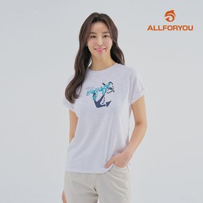 [모델착장] 여성 프린팅 슬럽 반팔 티셔츠 ALTRM4231-100
