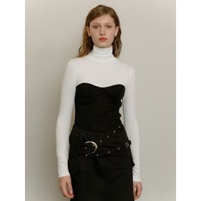 Bustier turtleneck T-shirt (black)