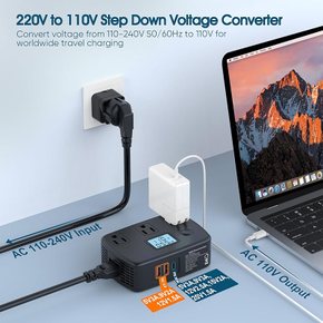 정현파 변압기 해외여행용 220V에서 100V 강압 PD30W USB 충전기 해외