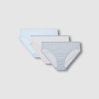 JAJU 여 코튼 스트라이프 힙허거 팬티 3매 J416901203096