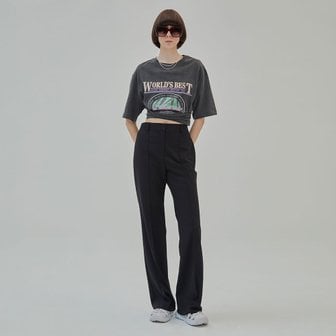 레이브 Slim Semi-Bootcut Slacks in Black VW2SL161-10