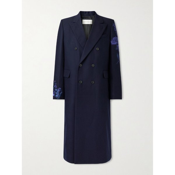 더블브레스트 자수 울 플란넬 코트 46376663162946559